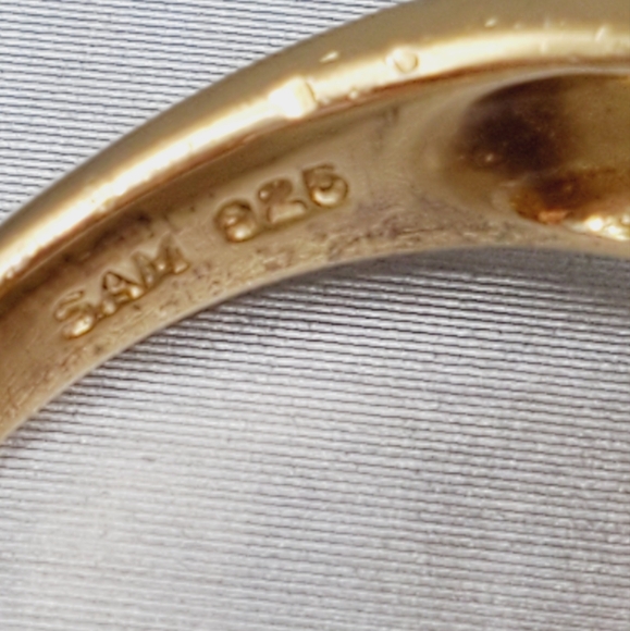 Genuine Padparadscha Sapphire & Topaz Yellow Gold / 925 Sterling Silver Ring - Picture 4 of 7